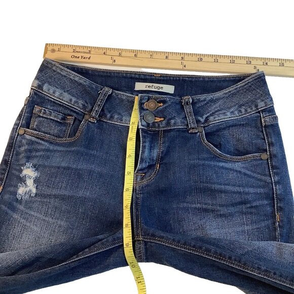 Refuge Distressed Jeans Womens Size 4 Reg Blue Denim Skinny Mid-Rise - Picture 6 of 10